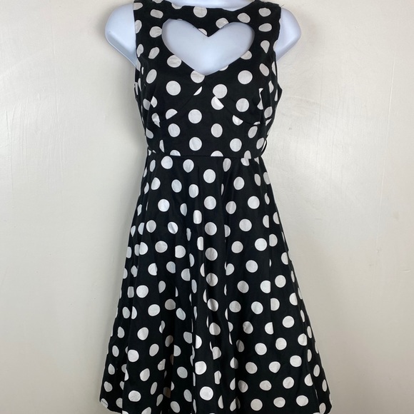 Hell Bunny Dresses & Skirts - Hell Bunny Black & White Retro Polka Dot Heart Cut